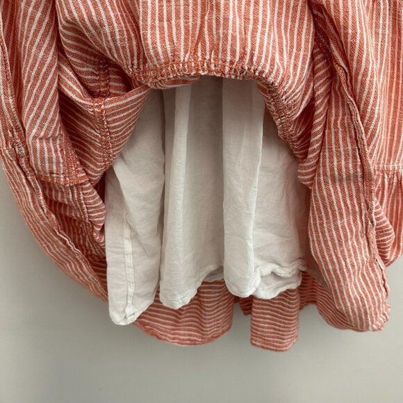 Max Studio Smocked Waist Stripe Tiered Mini Dress Peach Women's XL - Picture 9 of 12